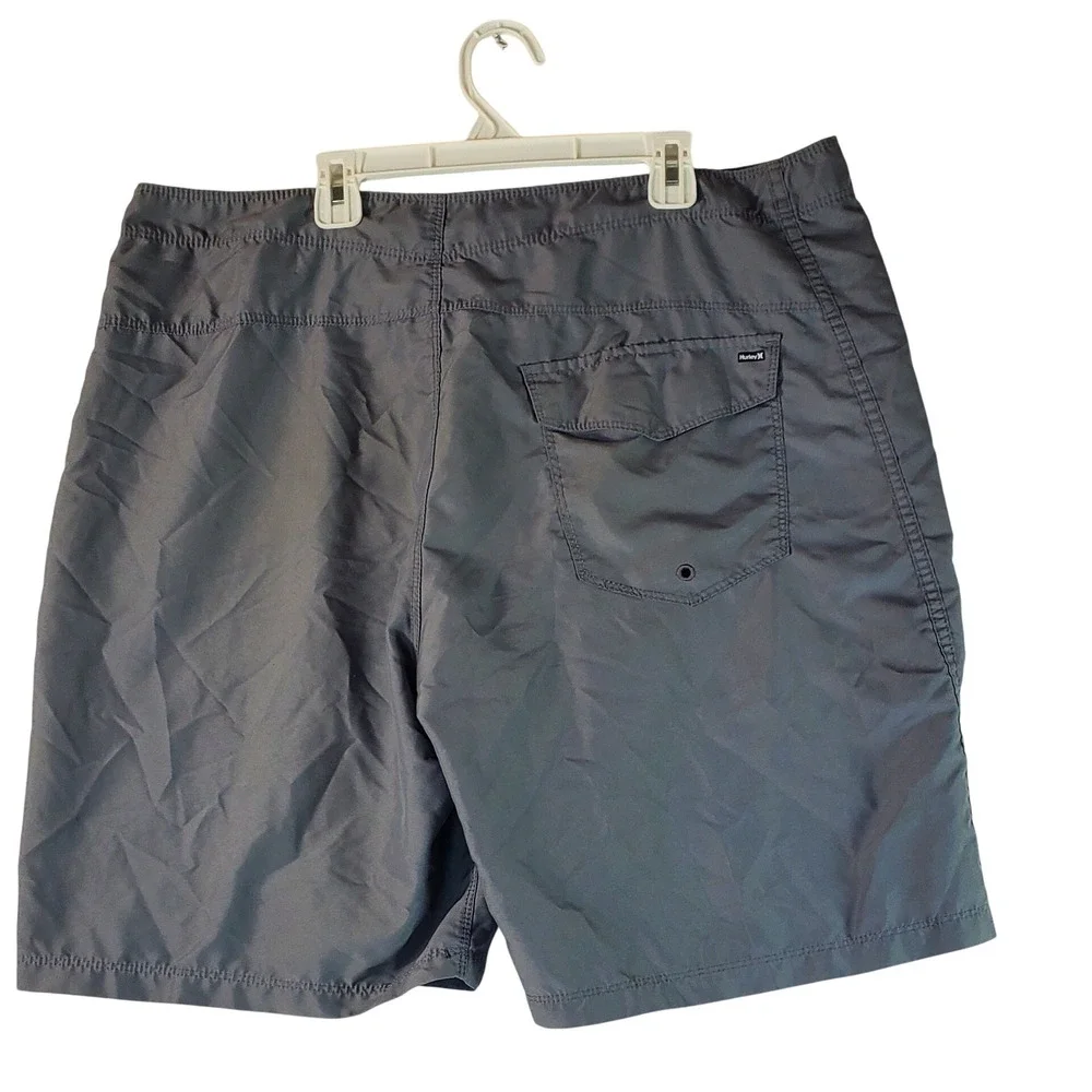 Hurley Mens Board Shorts Size 38 Gray Logo Swim Trunks Lace Up Surf Beachwear